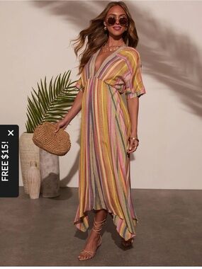 Vivica Striped Maxi Dress in Pastel Multi